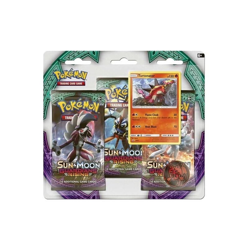 Pokémon Sun & Moon 3 Pack Blister Guardians Rising Turtonator Eng