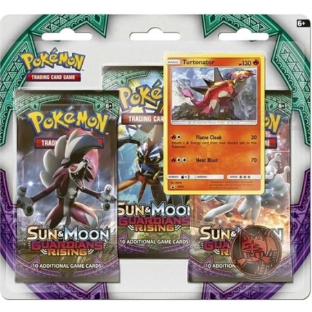 Pokémon Sun & Moon 3 Pack Blister Guardians Rising Turtonator Eng