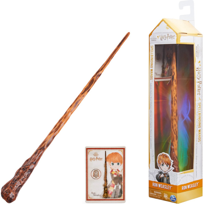 Wizarding World Harry Potter - Ron Wemel Toverstaf- Met spreukenkaart - 30 cm