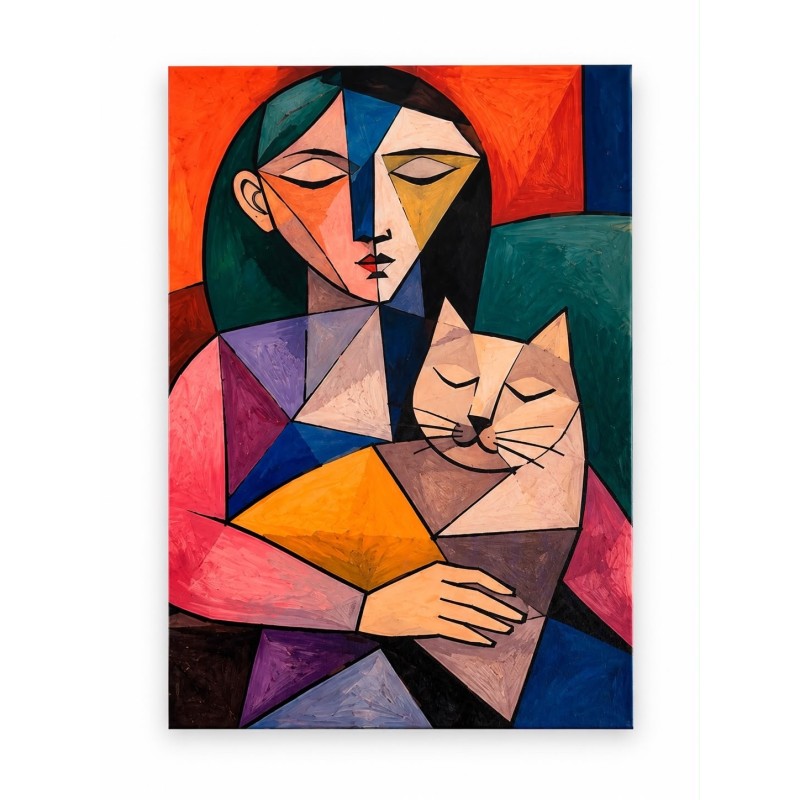 The Woman & The Cat - Canvas-Print - 40 x 60 cm